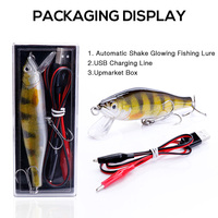 VTAVTA Leurre de pêche électrique rechargeable 10 cm 16 g avec lumière LED, flottant et vibrant, pour la pêche au brochet, appât artificiel dur, type minnow