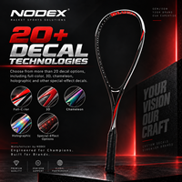 Raquette de squash Nodex Factory Plush Full Graphite légère 125g avec cordes dynamiques intégrées à haute élasticité et équilibre raffiné
