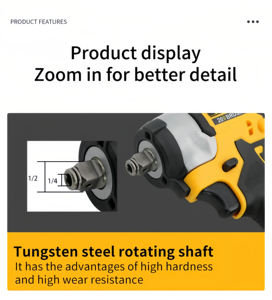 Cờ lê tác động không dây chất lượng cao DWT DCF922, pin sạc 20V, dụng cụ điện công nghiệp, tua vít tác động không dây - Product Image 6