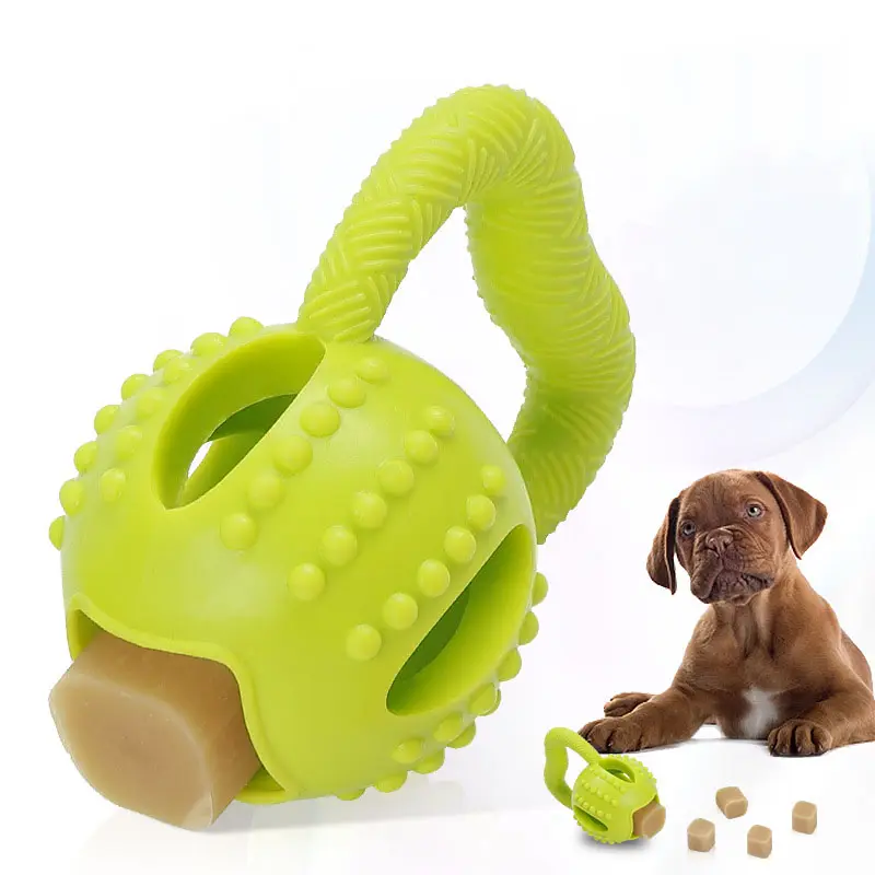 Bola cincin tarik persegi TPR, mainan hewan peliharaan Puzzle interaktif bola keju bersih gigi Gerinda tahan gigitan