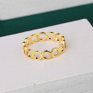 Anillo Redondo de Cobre Chapado en Oro de 18K con Circonita Cúbica para Mujer, Anillo de Moda - Product Image 5