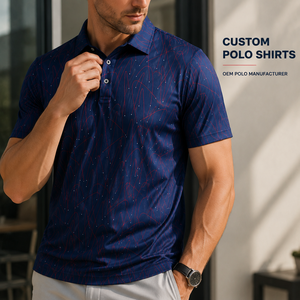 Polo de golf personnalisé pour homme, imprimé abstrait, performance, séchage rapide, extensible, respirant, OEM ODM, marque privée - Product Image 1