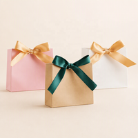 Pochettes cadeaux en papier recyclé avec ruban, gaufrage et doublure en éponge pour emballage de bonbons de mariage, d'anniversaire ou de fête