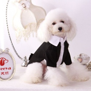 Traje de Esmoquin para Perro Bichón Frisé, Negro y Blanco, de Poliéster, Prenda de Dos Patas, Ropa para Mascotas - Product Image 1