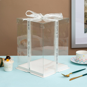 Boîte d'emballage carrée transparente en plastique recyclé de qualité alimentaire pour gâteaux, idéale pour les mariages et la présentation en boulangerie (vente en gros) - Product Image 2