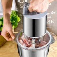 Hachoir Électrique Domestique Multifonction en Acier Inoxydable, Robot Culinaire pour Bébé, Hachoir à Viande, Presse-Ail, Hachoir à Piments, Trancheuse