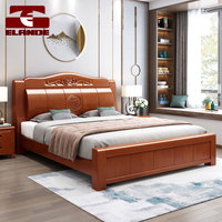 Lit double en bois massif personnalisé avec rangement, lit King, meubles de chambre à coucher