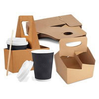 Porte-gobelets jetables en papier kraft pour boissons chaudes à emporter, support à café en papier kraft avec poignée