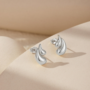 Boucles d'oreilles clous épaisses CANNER S925 en argent sterling plaqué or 18 carats, motif double goutte d'eau, cadeau pour femme - Product Image 3