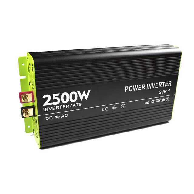 Wholesale 2500W Wattage Pure Sine Wave Power 2.5K Inverter 12v 24v 48v Dc to Ac Inversor 110v 230v with ATS Function
