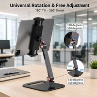 Support de tablette en aluminium OEM à moule privé 360° °   Support de bureau robuste réglable en hauteur (43-60 cm) et rotatif pour le bureau, vente en gros