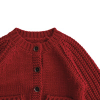 Pull d'hiver pour enfants de style occidental, version coréenne, manteau en tricot rétro rouge, style classique, hauts pour bébés