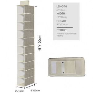 Custom Logo Non Woven Fabric 10 Shelf Foldable Hanging Organizer Hanging Closet <b>Storage</b> Bag for Clothing <b>Shoes</b> - Product Image 2