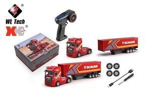 Camion porte-conteneurs RC WLtoys 6408 1/64 2.4G 4x4 à 3 vitesses avec remorque détachable, châssis motorisé, éclairage LED et son - Product Image 5