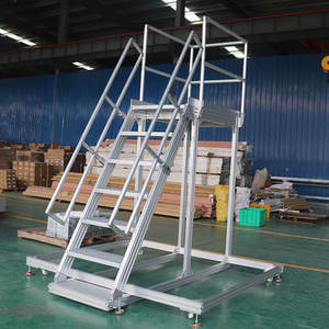 Custom <b>Aluminum</b> Profile Mobile Ladder With Handrails 500kg Load Industrial <b>Work</b> <b>Platform</b> - Product Image 3