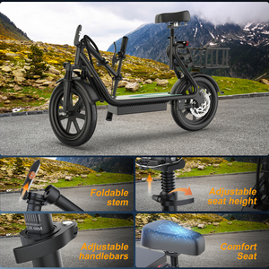 ESBS Pro 500W Aluminum Brushless Motor Waterproof Folding Scooter 40-60km Range Seat Rear <b>Storage</b> <b>Box</b> for Leisure - Product Image 3