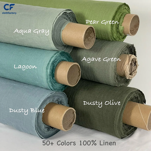 Tissu en lin 100% lavé, couleur vert mousse, tissu doux de poids moyen, vêtements de taille moyenne, textiles de maison, lin européen - Product Image 1