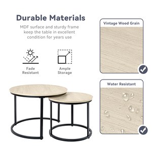 Table basse ronde gigogne, tables d'appoint circulaires pour petits espaces, ensemble de 2 tables d'appoint pour salon, balcon, bureau, métal stable - Product Image 2