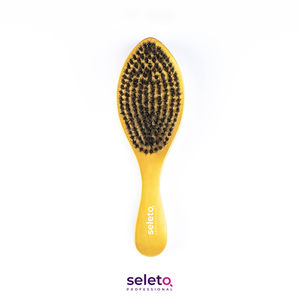 Brosse à cheveux pour barbier, accessoire, peigne <span class=keywords><strong>AFRO</strong></span>, manche en bois, poils de sanglier naturel, doux, coiffure, barbier - Product Image 1