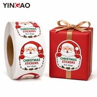 Autocollants de Noël personnalisés, étiquettes de Père Noël en rouleau, autocollants en vinyle imperméables pour boîtes cadeaux, scellage de cadeaux, emballage de fêtes, décalcomanies, logo