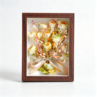 Cadre photo 3D en bois fait main pour fleurs préservées, boîte à ombre pour roses éternelles, cadre en verre pour décoration intérieure