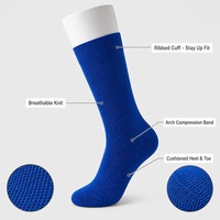 Chaussettes de football bleu roi montantes, chaussettes de compression de football, chaussettes de sport athlétiques unies hautes jusqu'au genou pour l'entraînement