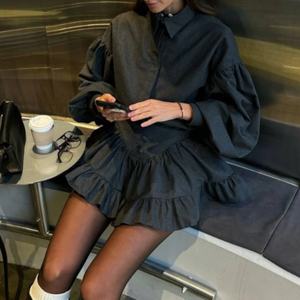 Conjuntos de Falda y Top de Algodón para Mujer, Diseño de Moda, Elegante Traje de Dos Piezas con Volantes para Verano - Product Image 2