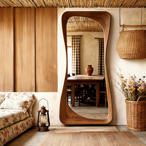 Phong cách hiện đại khung gỗ đầy đủ chiều dài gương, gương tường Retro, thích hợp để sử dụng như một tấm gương sàn trong phòng khách và phòng ngủ. - Product Image 5