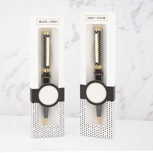 Juego de Bolígrafos Metálicos con Diseño de Puntos, Impresión por Transferencia de Calor, Bolígrafo Delgado con Mecanismo de Giro y Caja de Regalo para Tiendas - Product Image 4