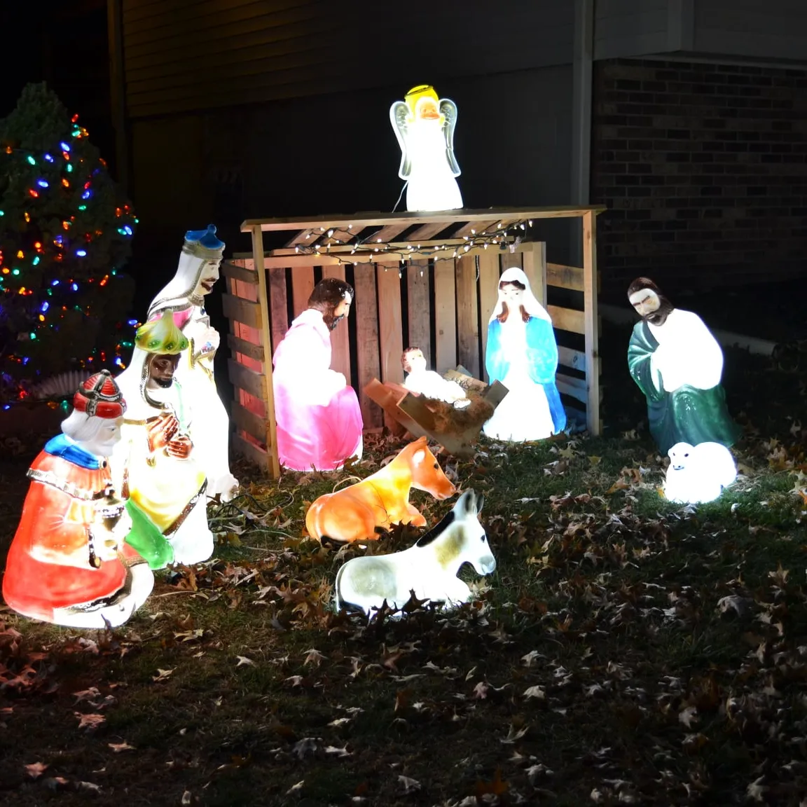 Décoration de pâques géante de jésus, vintage, en fibre de verre, lumineuse, avec LED, ornements à thème de noël