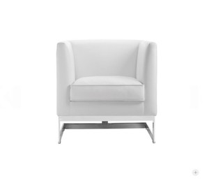 <span class=keywords><strong>Fauteuil</strong></span> en cuir <span class=keywords><strong>blanc</strong></span>, en acier inoxydable, pour Collection de <span class=keywords><strong>Club</strong></span>, siège en T - Product Image 2