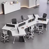 Escritorio Modular Curvo Acústico Comercial con Gestión de Cables, Pedestal Móvil, Estructura de Acero, para Centro de Llamadas y Oficina