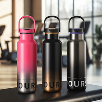 Botella de Agua Deportiva PINKAH Personalizada de 570 ml, a Prueba de Fugas, Libre de BPA, de Acero Inoxidable Clásico, con Tapa Abatible y Pajita