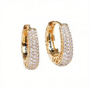 Orecchini a Cerchio E2354 in Oro per Donna, con Cristalli e Strass, Gioielli di Lusso per Uso Quotidiano - Product Image 1