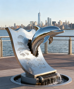 Dengan desain yang dipoles, lumba-lumba baja tahan karat kami untuk fitur air yang memikat di taman Anda - Product Image 3