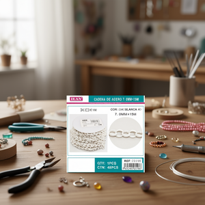 Catena in acciaio inossidabile 7 mm x 15 m colore bianco per artigianato e creazione di gioielli - Product Image 3