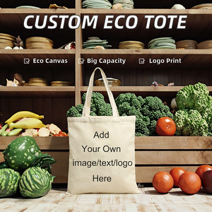 Custom Letter Logo Printed Eco Friendly Recyclable Durable <b>Folding</b> Style Pattern Shopping Tote Cotton Canvas <b>Bag</b> Zipper Closure - Product Image 2
