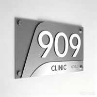 Plaque murale personnalisée pour hôpital ou clinique, numéro de porte en acier inoxydable brossé, lettres et chiffres en relief 3D