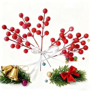 Branche de baies rouges artificielles ultra-réalistes, décoration de Noël, de Pâques, de mariage, pour vase, ornement de maison - Product Image 2