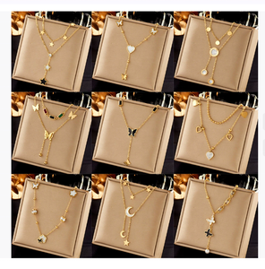 Modische, schlichte und schöne Anhänger-Halskette, mehrlagig, für Damen, aus Edelstahl. - Product Image 1