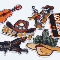Collection de patchs brodés rétro western |   Applique thermocollante et à coudre Motif Cowboy Cheval Cactus Papillon pour Vêtements et Accessoires