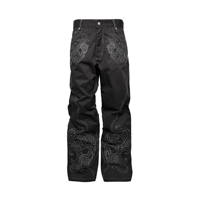 Jeans vintage Y2K Hip Hop Baroque avec broderie de crâne, denim noir ample et droit, 100% coton, haute qualité, pour hommes et femmes