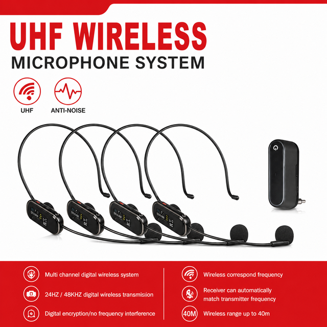 JIN JUE JTX4 Factory Price 2.4G One Drag Four Wireless Headset Collar Clip Microphone for Teaching Conference Church Speech