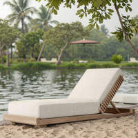 Ensemble de chaises longues en teck pour hôtel et villa de luxe - Design moderne, résistant aux UV, bois massif durable avec coussins