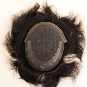 Protesi capillare da <span class=keywords><strong>uomo</strong></span> in capelli umani indiani, con base in pizzo e PU, sistema Q6. - Product Image 3