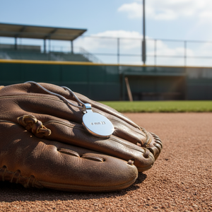 Ciondolo da baseball rotondo 23mm in argento, accessorio gioiello sportivo - Product Image 3