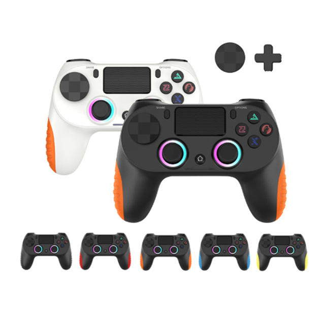 Dual Vibration Wireless PS4 Game Controller with Custom RGB Lighting, Compatible with Windows PC, Android & IOS Phone