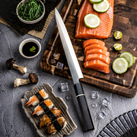 Grandsharp Premium 9.3 ''Couteau à sushi Yanagiba Japonais Sashimi Poisson Saumon Couteaux Yanagiba avec manche en bois d'ébène et corne de buffle