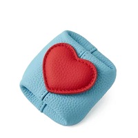 Porte-monnaie portable en cuir de vachette pleine fleur, motif color-block, en forme de cœur, mini pochette de rangement pour bijoux