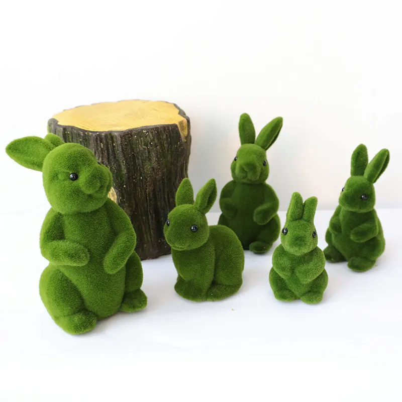 Custom Logo Home Office Decor Handmade Turf Artificial Grass Easter Bunny Moss Rabbit
